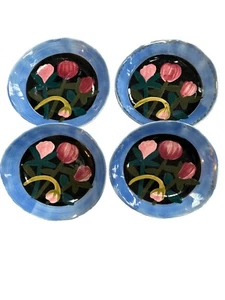 Anthropologie Francesca Kaye 8” Blue Floral Atelier Dessert Plate Shallow Bowl - Picture 1 of 4