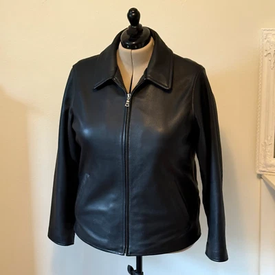 Mujer L Eddie Bauer Legend Cuero Stine Chaqueta de Motocicleta Clase Dark Academia Foto 1 de 4