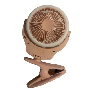 Rechargeable Cooling Fan w/ LED Light Clip On Desk Table Office Stroller Camping - Picture 1 of 3