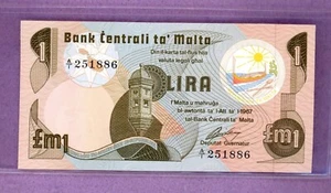 MALTA ~ 1967 ~ BILLETE DE 1 LIRA ~ CH CU - Imagen 1 de 2