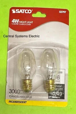 SATCO S3797 2-Pack 4W Clear C7 4 Watt Night Light Bulb E12 Base Incandescnt - Image 1 of 2