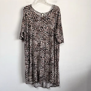 Soma Short Sleeve Sleepshirt XL Dress Cheetah Leopard Gown Pajamas Thin - Picture 1 of 9