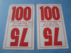 2 SIGNOS antiguos vintage - LOUIS ICE & COAL Co. - ventana de hielo - Milwaukee WISCONSIN - Imagen 1 de 2