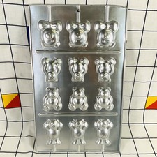 Vintage Retro Wilton Classic Teddy Bear Chocolate Lolly Mold Pan Aluminum 1985