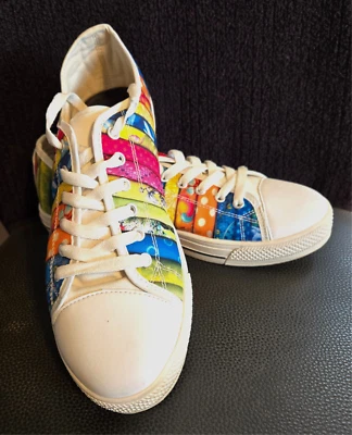 Converse Style Unisex Sneakers Multicolor Low Top Striped Lace Up W 9 M 7 - Image 1 of 4