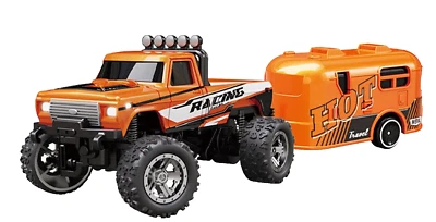 RC Micro 1/64 PICKUP TRUCK W/ Trailer + LED Micro RC Truck 2.4ghz *ORANGE* - Image 1 of 4