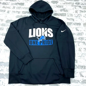 Detroit Lions Hoodie Men XL Black Nike Dri Fit Sweatshirt On Field NFL Football - Picture 1 of 12