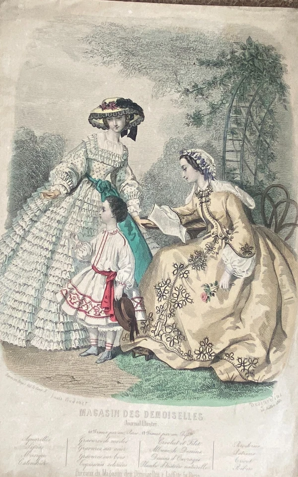 Gravur Mode 26x17 CM Laden- des Demoiselles 1861 Pro Anais - Bild 1 von 1