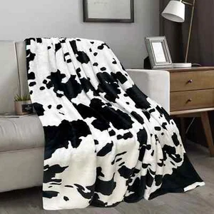 Microplush Fleece Blanket Lightweight & Ultra Soft Cow Printed Bed Blankets King - Picture 1 of 8