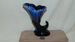 BEAUTIFUL 6" BLUE RED CLAY FLOWER VASE MARKED BERMUDA - Picture 1 of 8