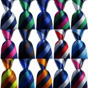 New Classic Striped JACQUARD WOVEN 100% Silk Men's Tie Necktie - Picture 1 of 16