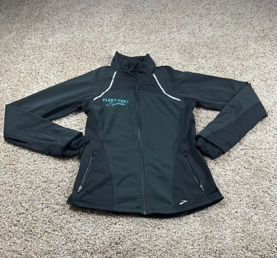 Brooks Utopia Running Jacket Womens Medium Black Fleet Feet Softshell Full Zip - Image 1 of 4