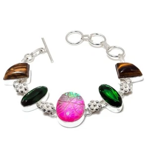 Triplet Opal Gemstone Handmade 925 Sterling Silver Jewelry Bracelet Size 7-8" - Picture 1 of 1