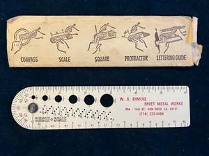 Vintage Circle Scale Drafting Template Shaw Barton Coshocton Ohio Made in USA - Picture 1 of 9