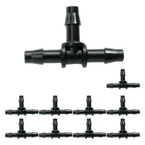 10 x 4mm Tee, 3-Way Pipe Fittings Air Water Hydroponics Pond Irrigation Barbed - Picture 1 of 2