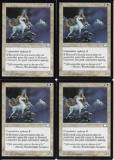 MTG: REVERED UNICORN Weatherlight UNCOMMON; played, Excellent condition x4