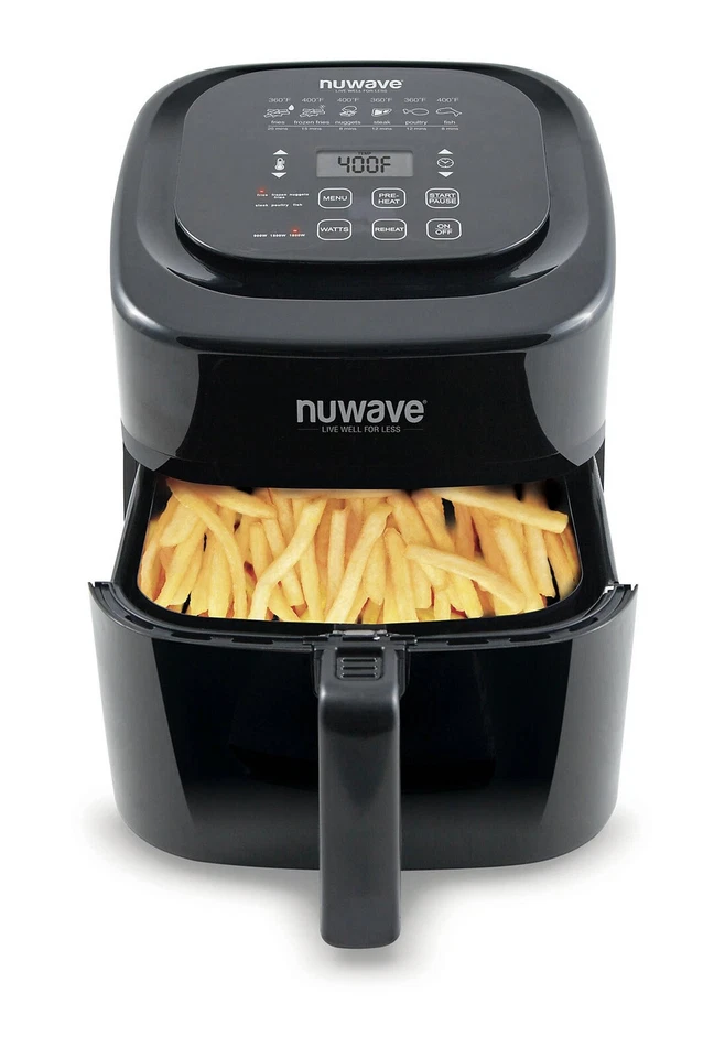 NUWAVE BRIO 6-QUART DIGITAL AIR FRYER WITH ONE-TOUCH DIGITAL CONTROLS EUC