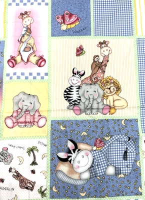 Baby Safari Animals Patches Vicki Schreiner Cotton Fabric 1Y #33 - Image 1 of 4