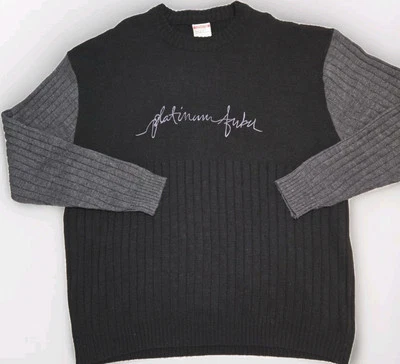 FUBU Sweater Men's Size XL Oversized Platinum Pullover Black Gray Embroidered - Image 1 of 4