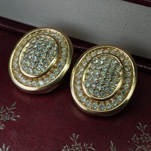 Christian Dior Clip On Earrings Gold Tone Designer Jewellery Womens RMF17-LW - Picture 1 of 9