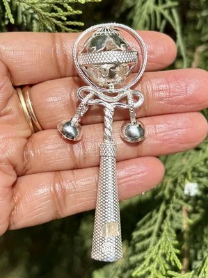 Sonaglio bambino Kanha jis Jhunjhuna religioso indù argento 999 3 pollici 14,... - Immagine 1 di 4