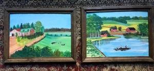 2 primitive Gemälde von Farmer Ken Harris Washburn - Aroostook Maine Künstler. - Bild 1 von 16