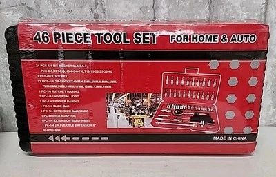 46-Piece Socket & Ratchet Wrench Set - 1/4” Metric Tools with Extension Bar - Image 1 of 4