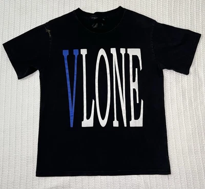 Vlone Men’s LG 20” X 27” Logo Snake Graphic Short Sleeve Black Shirt Streetwear - Image 1 of 4