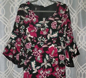 INC International Concepts Blumen Kleid Gr. L 3/4 Glockenärmel gefüttert lebendig Party - Bild 1 von 7