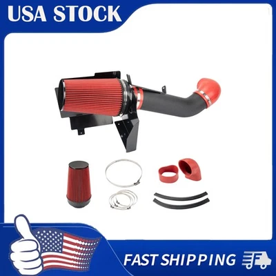 Kit de admisión de aire frío con filtro rojo protector térmico para 01-06 Chevy Silverado 2500HD Foto 1 de 4