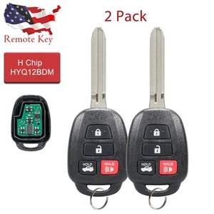 2 For 2014 2015 2016 2017 2018 Toyota Corolla Keyless Car Remote Key Fob -H Chip - Picture 1 of 7