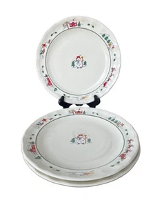 Pfaltzgraff Winter Snowman Dinner Plates 11” Set of 3, Vintage Marked A - Picture 1 of 4