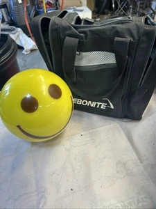 Schöner gebrauchter Brunswick Viz-A-Ball Smiley Gesicht 14# mit Ebonit Tasche kostenloser Versand - Bild 1 von 10