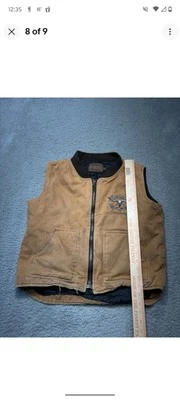 Chaleco Vaquero Hardware Juvenil Extra Grande Marrón Cremallera Completa Lona Construido Resistente Rodeo Foto 1 de 4