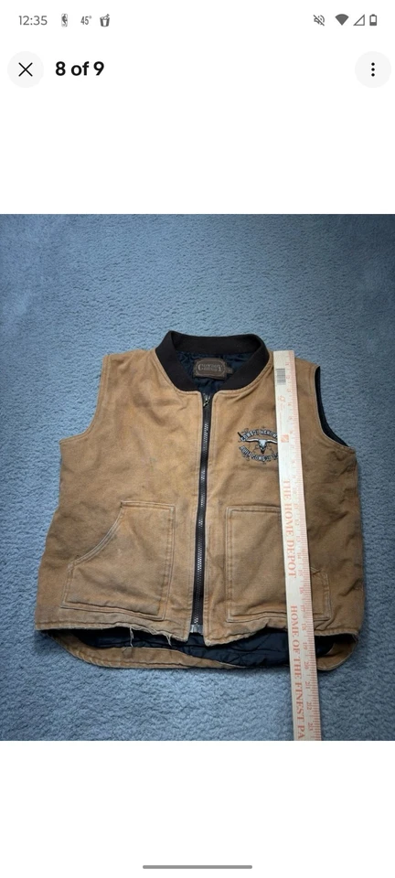 Chaleco Vaquero Hardware Juvenil Extra Grande Marrón Cremallera Completa Lona Construido Resistente Rodeo Foto 1 de 4