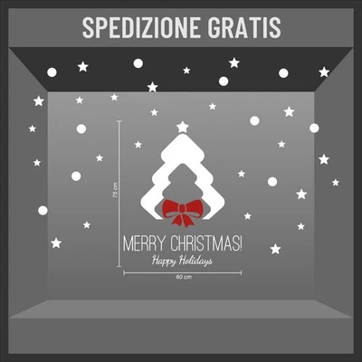 AVERY adesivi negozi vetrofanie stickers albero di natale merry christmas stelle a0697