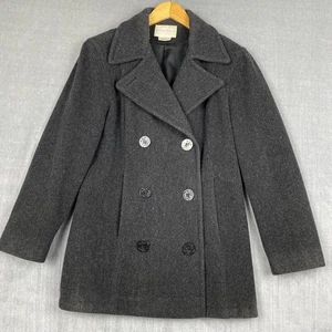 Vtg Worthington Womens Pea Coat 6 Wool Gray Double Breasted Academia Ivy League - Picture 1 of 14