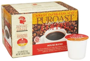Puroast Low Acid Coffee Pods 12 Count House Blend Gut Friendly Medium Roast - Picture 1 of 3