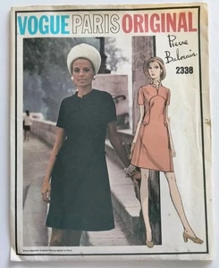 1960s VOGUE PARIS ORIGINAL A-line Dress Pierre Balmain 2338 Size 14 Vintage Cut - Picture 1 of 10