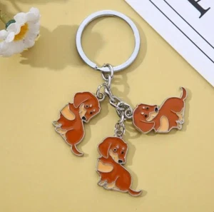 Dachshund Sausage Dog Brown And Tan Keyring / Keychain - Dog Lover Gift Idea - Picture 1 of 2