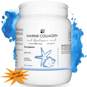 COLLAGENE MARINO PEPTAN H|B + AC. IALURONICO + Vit. C - 360 cps (dose x 1 ANNO) - Foto 1 di 7
