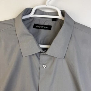 Verno Fashion Shirt Men's 19 - 19.5 36\ 37 Gray Button Up Collared Business - Picture 1 of 11