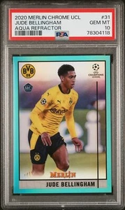 Topps Merlin 2020 cromo #31 Jude Bellingham Aqua refractor novato PSA 10 - Imagen 1 de 2