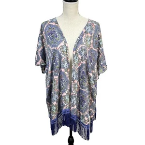 Victoria's Secret Kimono Swim Cover Up Size M/L Paisley Fringe Boho Resort Beach - Picture 1 of 7