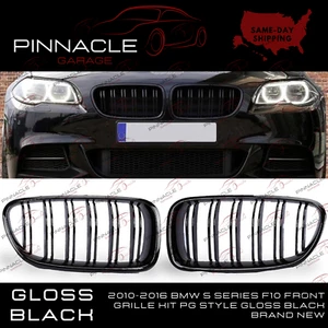 2010-2016 BMW 5 Series F10 Front Grille Kit PG Style Gloss Black Brand New - Foto 1 di 2