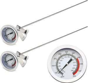 15“ Turkey Fryer Thermometer with Pot Clip(2 Pack), 2" Dial Candy Thermometer wi - Picture 1 of 12