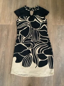 Jaeger 100% Silk Fully Lined Black And White Dress Size 10 NEW - Picture 1 of 6