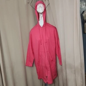 Hoodie Extra Long Long Sleeve Mixit Woman Stretch Full Zip with Pockets Sz M VTG - Picture 1 of 9