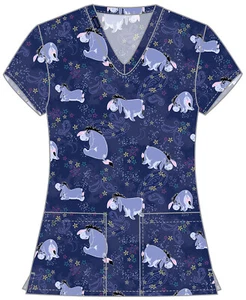 Eeyore Cherokee Scrubs Tooniforms Disney Winnie The Pooh V Neck Top TF796 PHYT - Picture 1 of 6