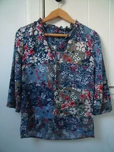 Marks & Spencer Blue mix Flowery Summer Blouse Top size 8 - Picture 1 of 5